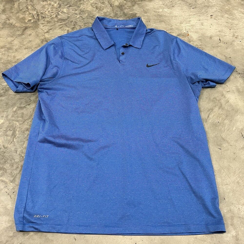 Nike Tiger Woods Collection Control Stripe Men's Size XL Polo Shirt Blue 726197